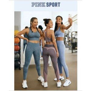 Victoria’s Secret  Womens PINK Wash Baby Blue Seamless Workout Tights Sz S 1312